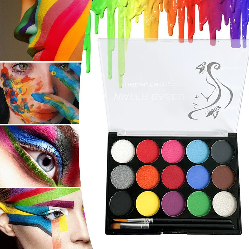 15 Water-soluble Body Paint Palette Cosmetic Safe Non-toxic Zpaxo