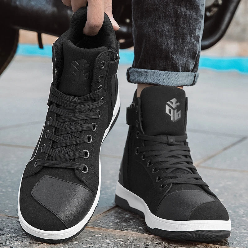 Lexsan Motorcycle Boots Men Leather Motos Breathable Anti Slip