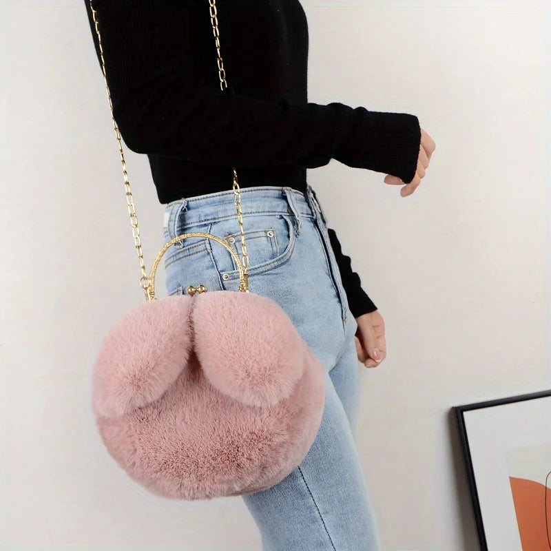 Cute Rabbit Ear Plush Chain Bag Single Shoulder Crossbody Phone