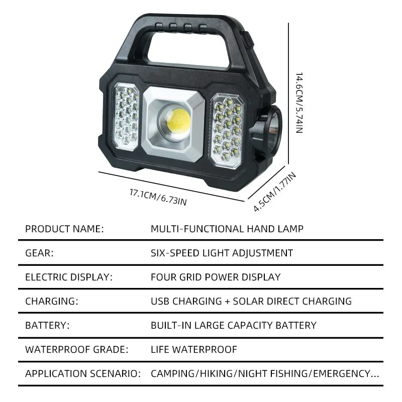 ESMARTER 800-Lumen Solar Rechargeable LED Flashlight – 6 Modes