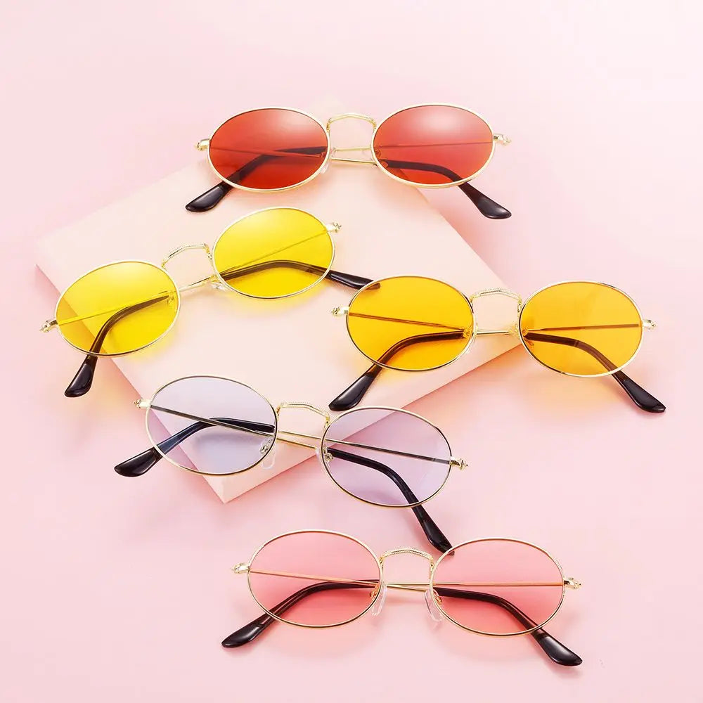 Vintage Fashion UV400 Small Frame Steampunk Men's Shades Sun Glasses Gradient Mirror Glasses Oval Sunglasses Zpaxo