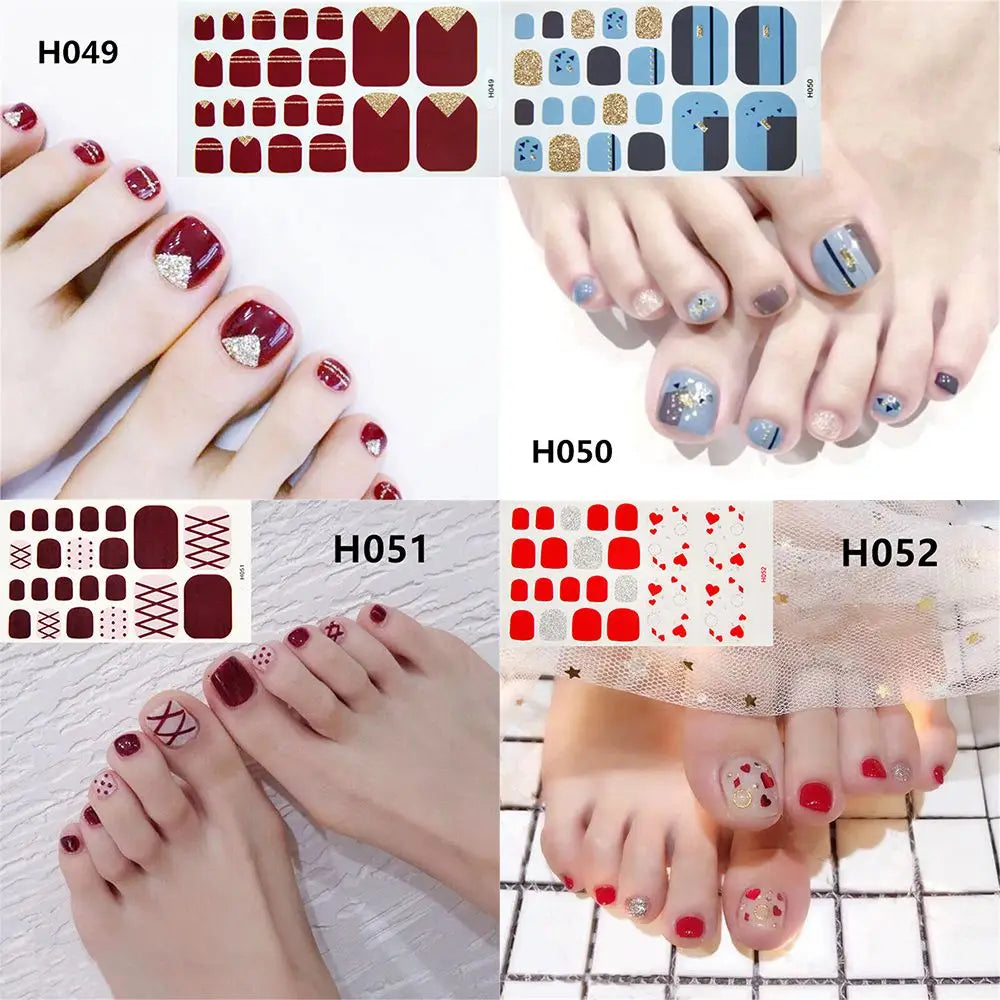 22PCS Toe Nail Stickers/Strips Nail Art Fake Nails Stickers for Nails Toe Self-Adhesive Feet Stickers for Girls DIY Zpaxo