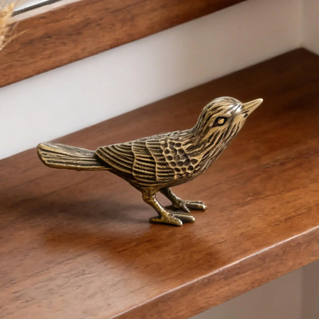 Small Bird Figurines Vintage Brass Animal Figurine Desk Ornament Home