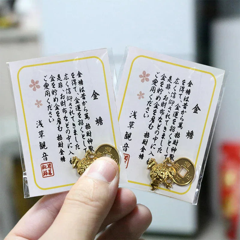 Fengshui Lucky Frog Wallet Charm Money Biting Golden Alloy Amulet Zpaxo