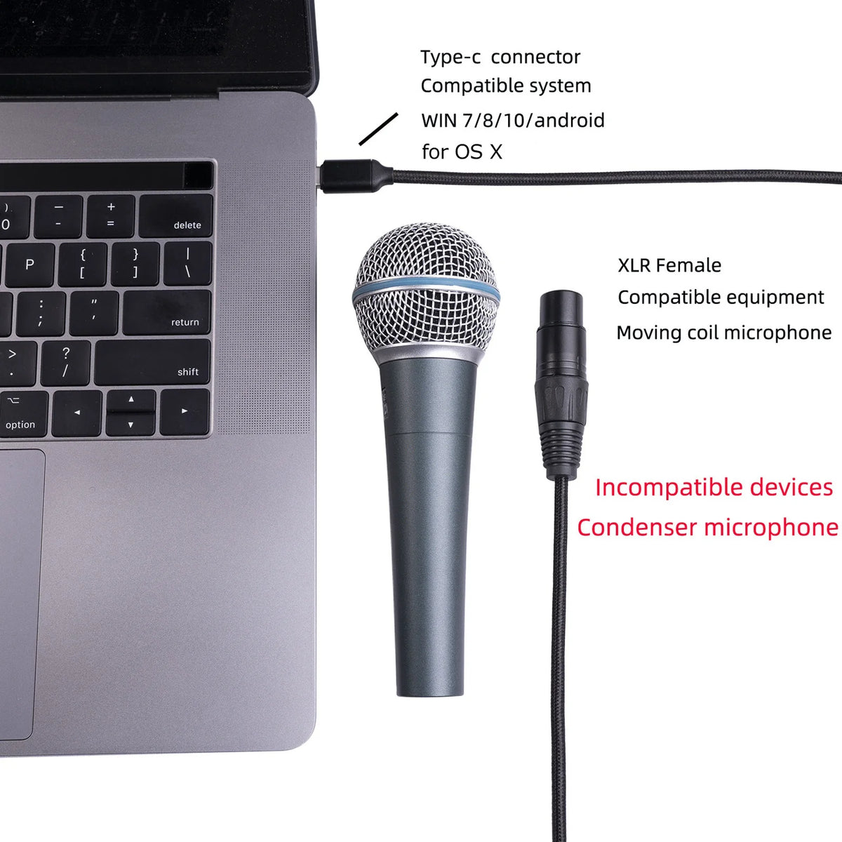 Recording Line C Microphone Cable USB XLR Female Low Noise HIFI Plug Zpaxo
