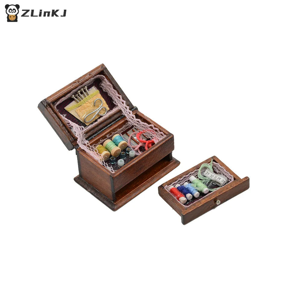 ▶Vintage Sewing Needlework Needle Kit Box 1:12 Dollhouse Miniature Mini Decor Zpaxo