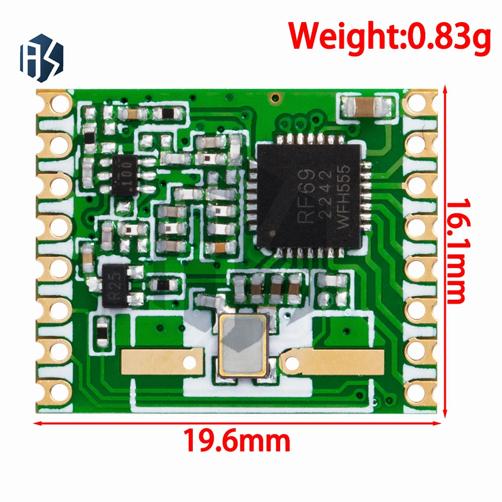 1PCS RFM69HW HopeRF Wireless Transceiver Module: 868MHz/433MHz/915MHz, 20dBm (868S2) – For Remote/HM Zpaxo