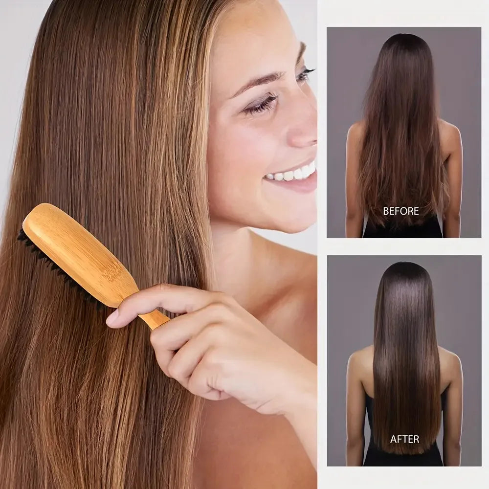 Hair Brushes - Bamboo Handle, Durable & Soft Bristles for Styling, Detangling, and Grooming, Gentle on Wet Hair, Perfect for All Zpaxo