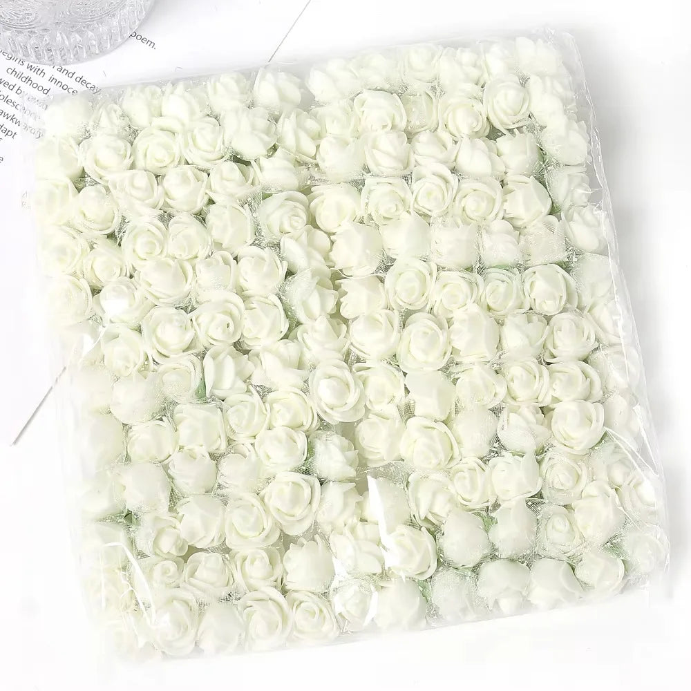 Mini Foam Rose Flower Bouquet Artificial Roses Wedding Party Zpaxo Milk white