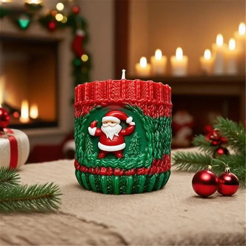 Christmas Embossed Cylinder Silicone Mold Baking Tool Candle Soap