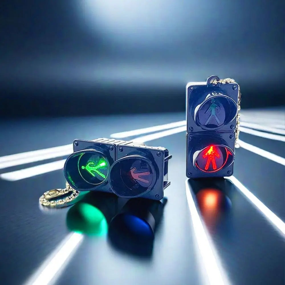 Plastic Traffic Light Key Chain Bag Pendant Glowing Charms Signal Light Pendant Car Keychains Jewelry Accessories 3D Key Ring Zpaxo