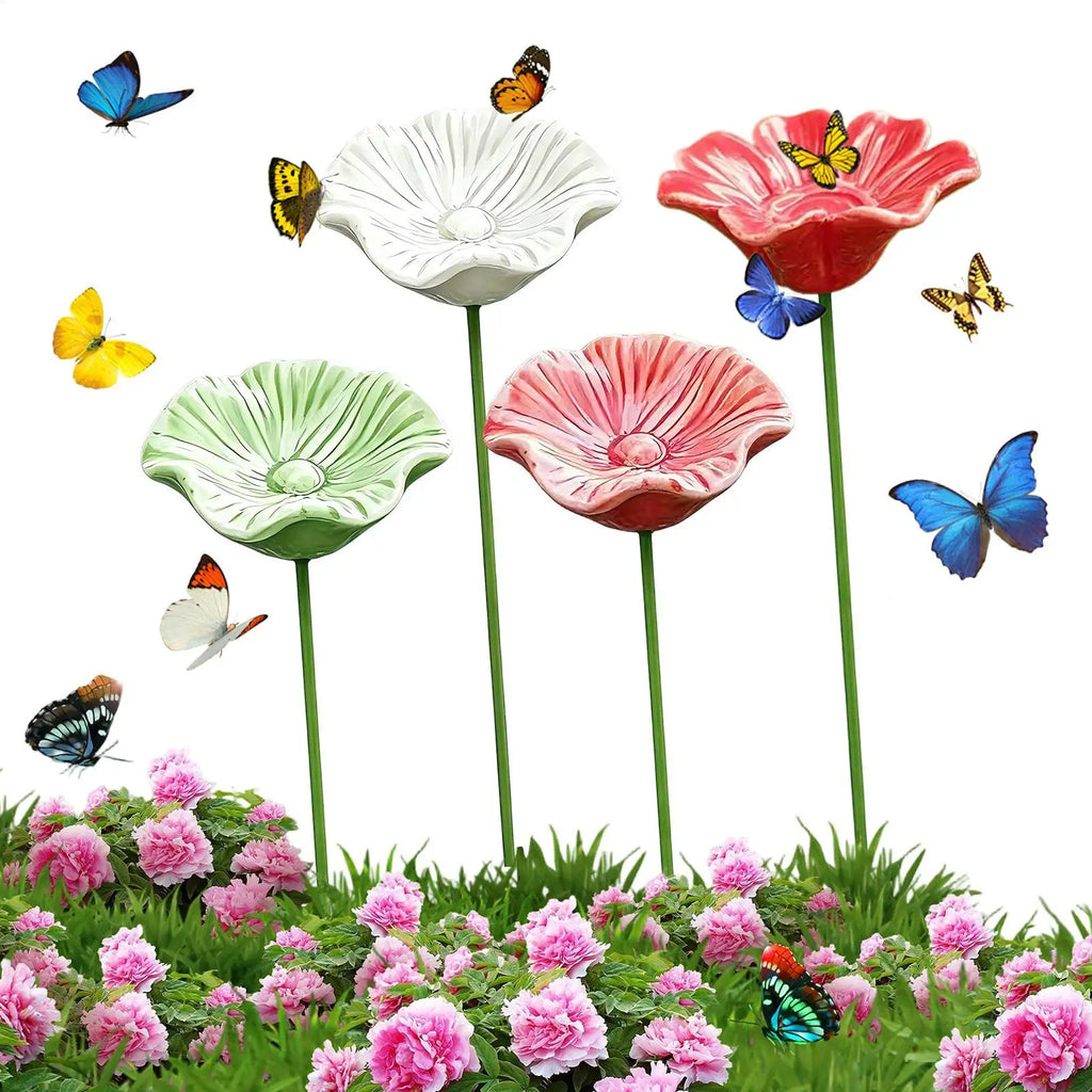 4Pcs Portable Bee Water Feeder ceramic Flower Drinking Fountain Holder Bee Watering Station Bird Bath Stand Bee Feeder Zpaxo