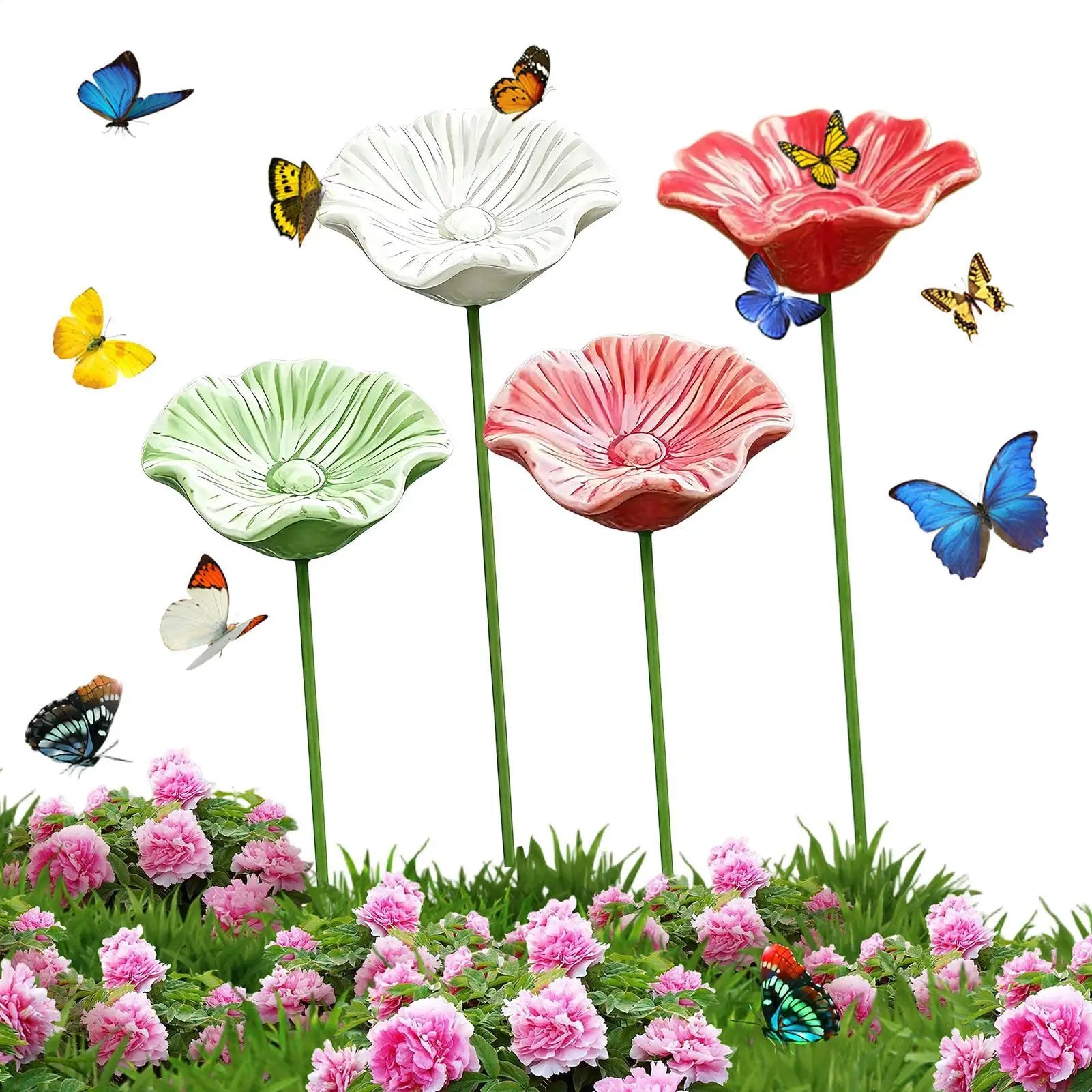 4Pcs Portable Bee Water Feeder ceramic Flower Drinking Fountain Holder Bee Watering Station Bird Bath Stand Bee Feeder Zpaxo