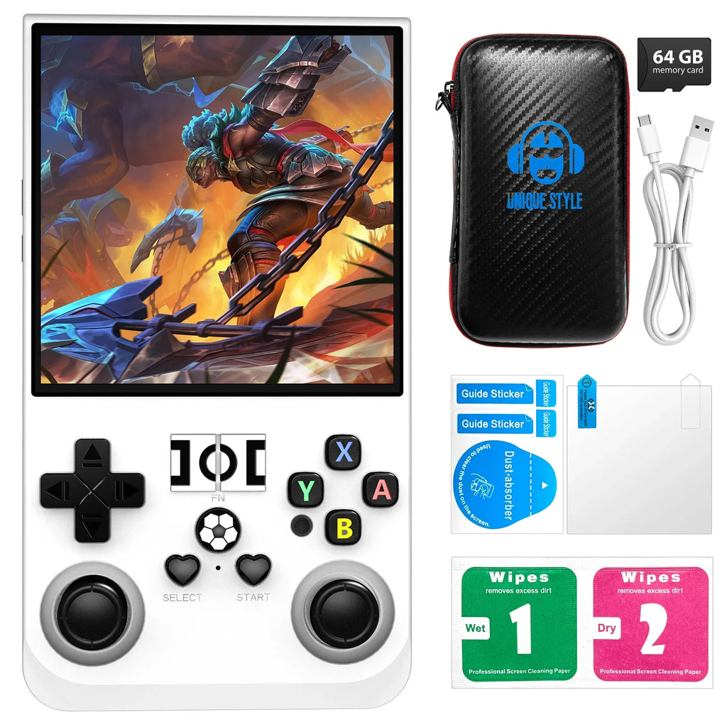 Open Source R36MAX Retro Handheld Video Game Console RK3326 Chip 64 Zpaxo White-64GB