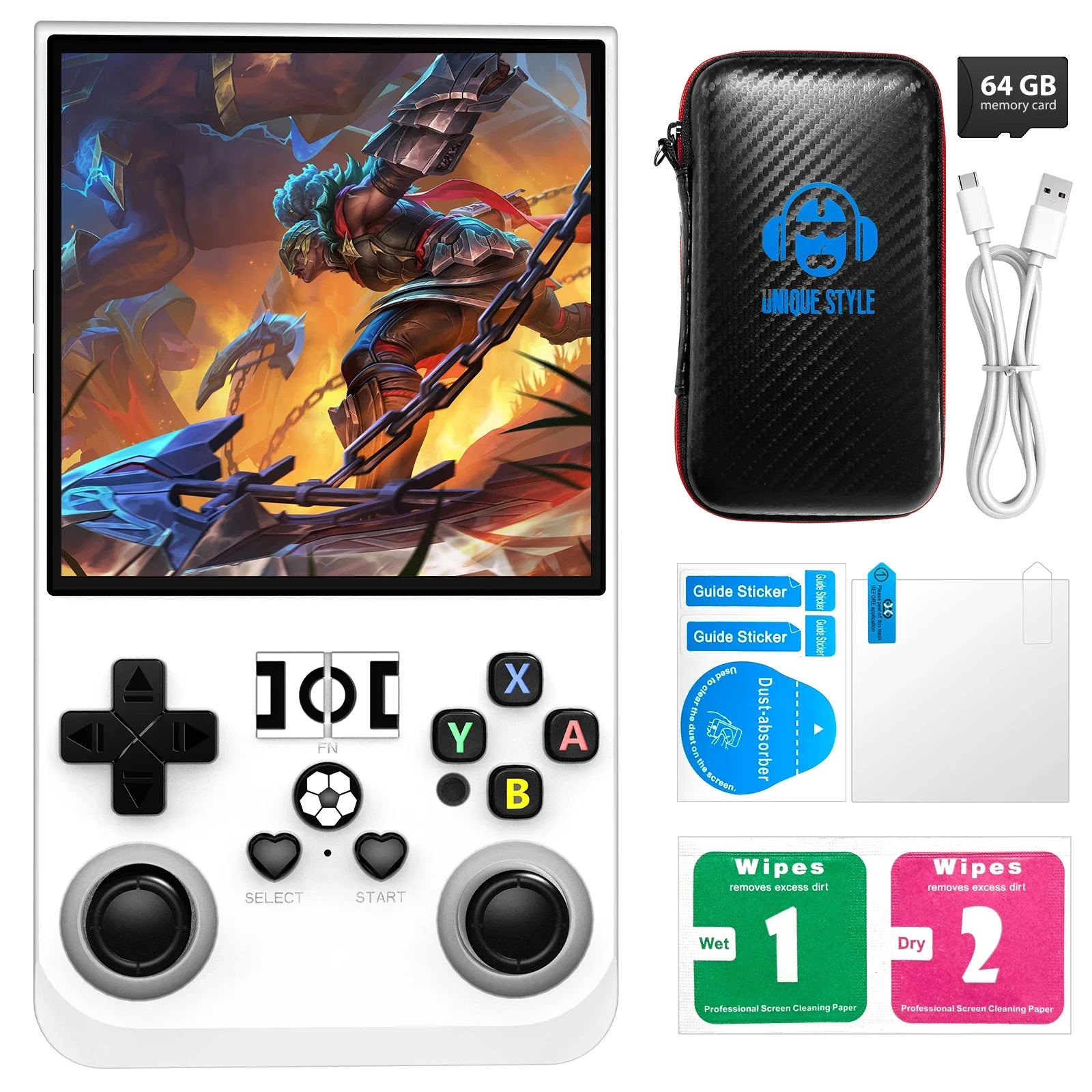 Open Source R36MAX Retro Handheld Video Game Console RK3326 Chip 64 Zpaxo White-64GB