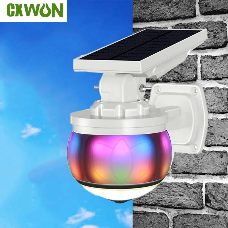 Solar Lights Motion Sensor Outdoor RGB Virtual Security Camera Zpaxo