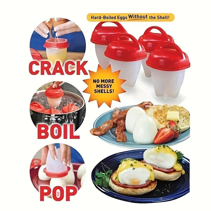 6-Piece Silicone Egg Poachers Non-stick Heat-resistant Cooking Cups