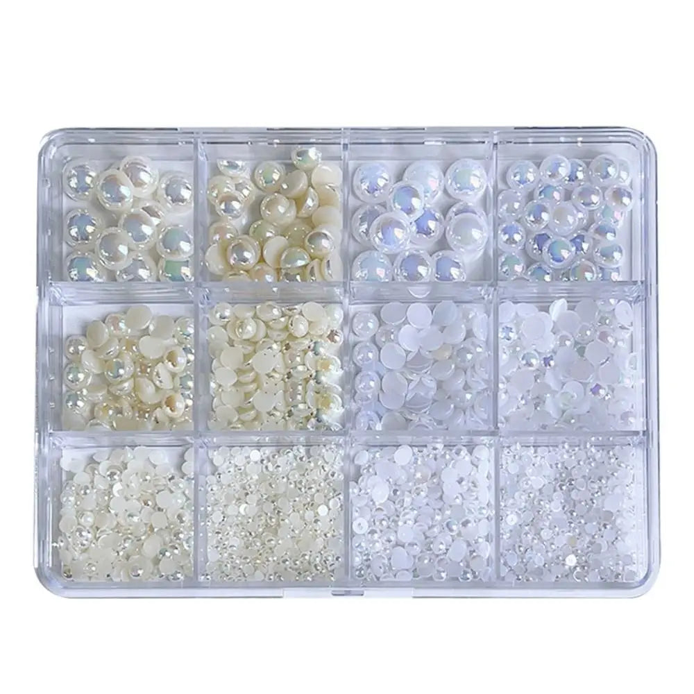 3D Mixed Resin Nail Charms Round Pearls Beads Butterfly Rivet Steel Zpaxo