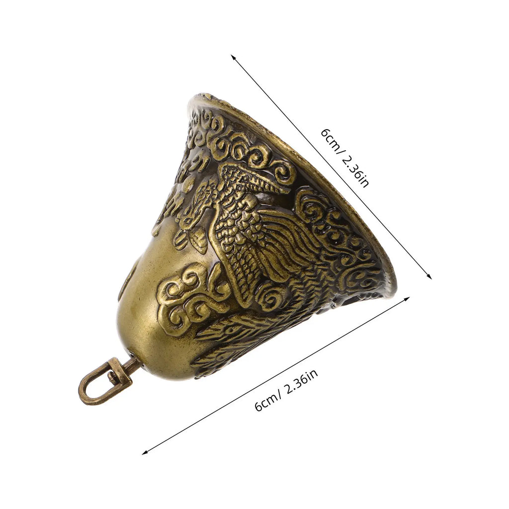 Vintage Alloy Christmas Hanging Bells Dragon Phoenix Shape Rustic