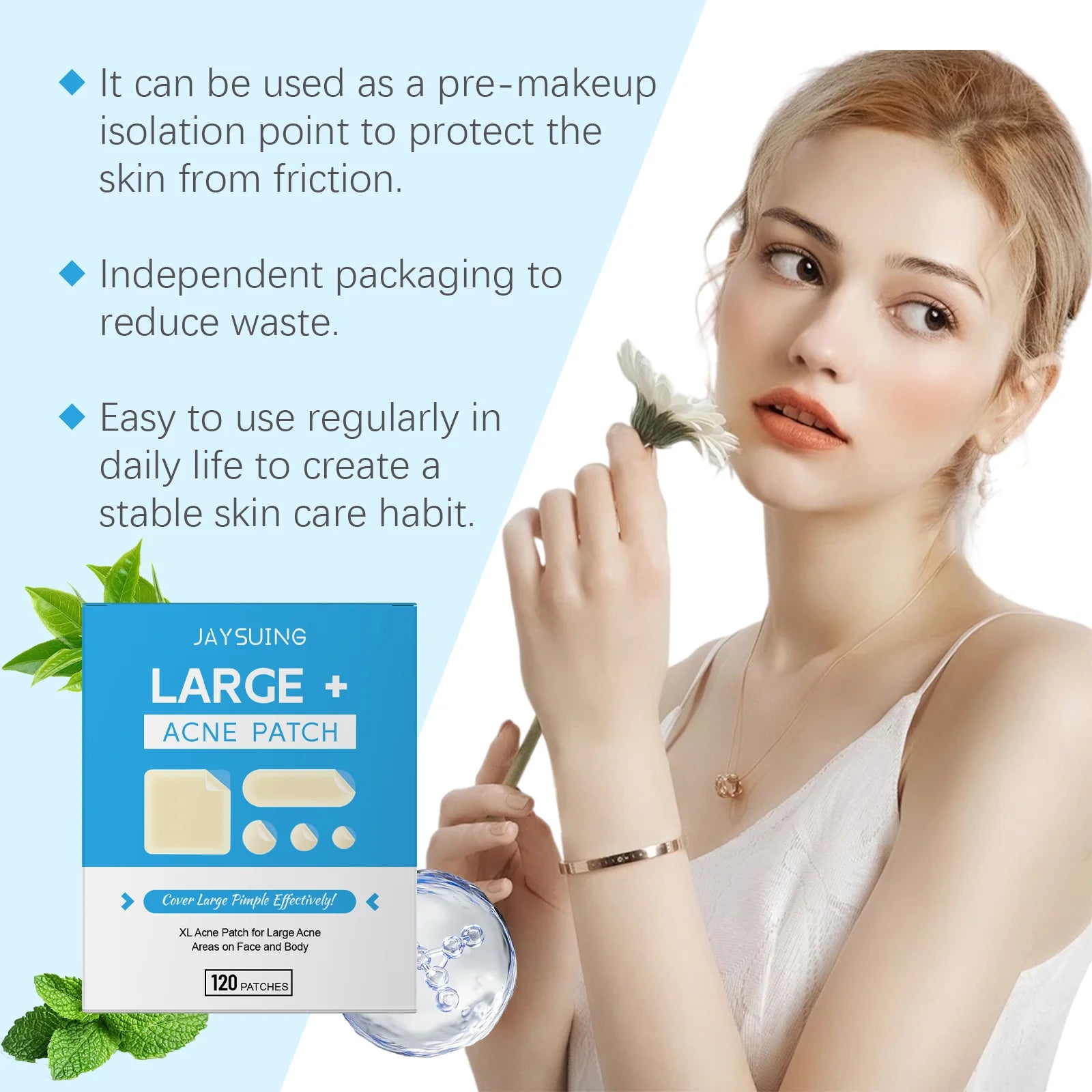 Acne Patches 120 Pcs Allantoin Salicylic Acid Hydrocolloid Multi Shape Pimple Patches for Face Blackhead Care Skin Elasticity Zpaxo