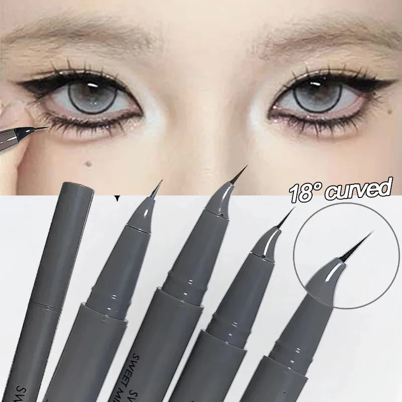 Curved Eyeliner Pen Quick Dry Liquid Eye Liner Easy To Draw Ultra-fine Lying Silkworm Pencil Black Brown Lower Eyelash Eye Mkeup Zpaxo