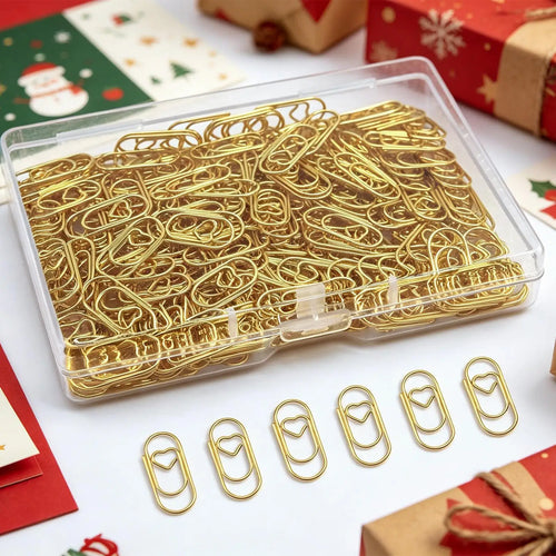 100-Pack Gold Heart Paper Clips – Stainless Steel Binder Clips Decorative Paper Clips Zpaxo