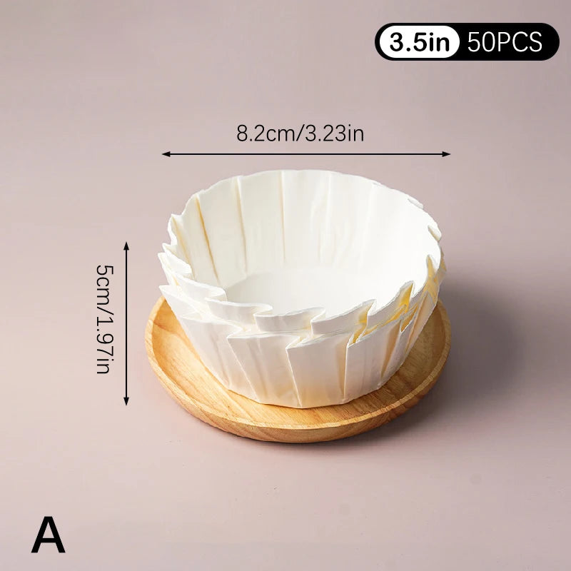 50Pcs 3.5/4/5/6/8inch Muffin Cake Mold Paper Cup Foldless Cupcake Liner Baking Cup For Wedding Party Oilproof Cake Wrap Zpaxo A
