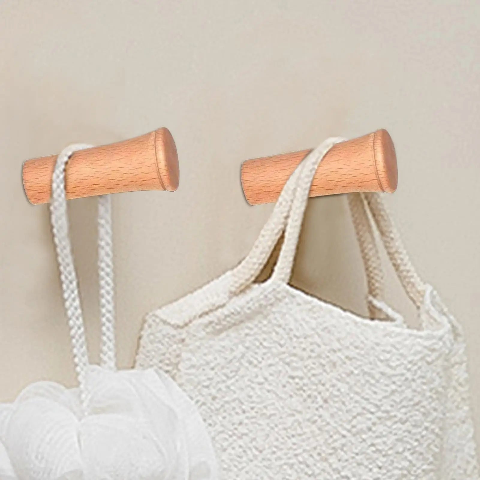 Wood Wall Hooks 2-Piece Wooden Entryway Towel Rack Rustic Decor