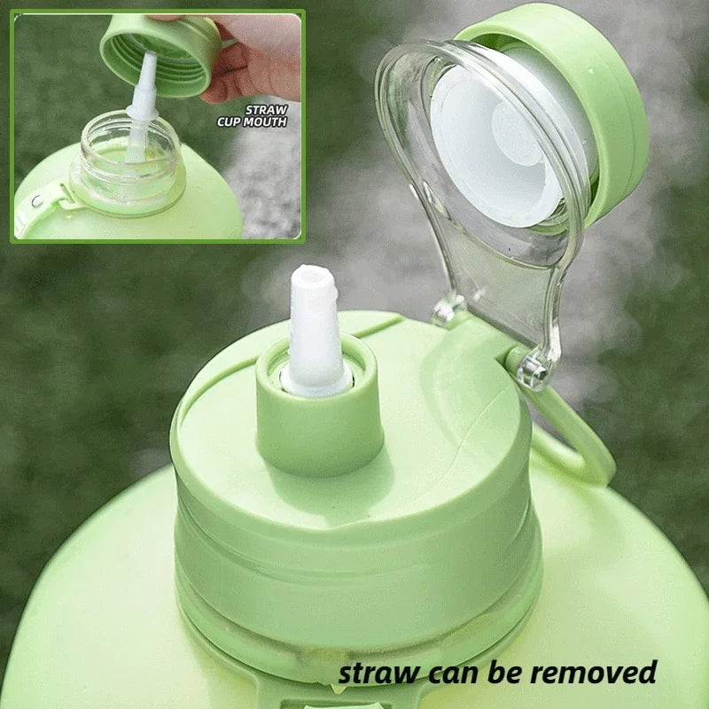 2 Liter Sports Water Bottle Straw Large Capacity Fitness Scale