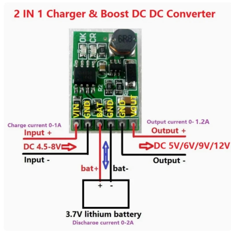 DC 5V 12V UPS Mobile Power Converter Module 2-in-1 Charger Boost Zpaxo