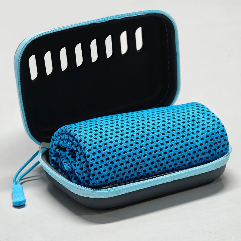 Sports Cooling Towel Case Portable Travel Ice Gym Quick Dry Towels Zpaxo Sky Blue