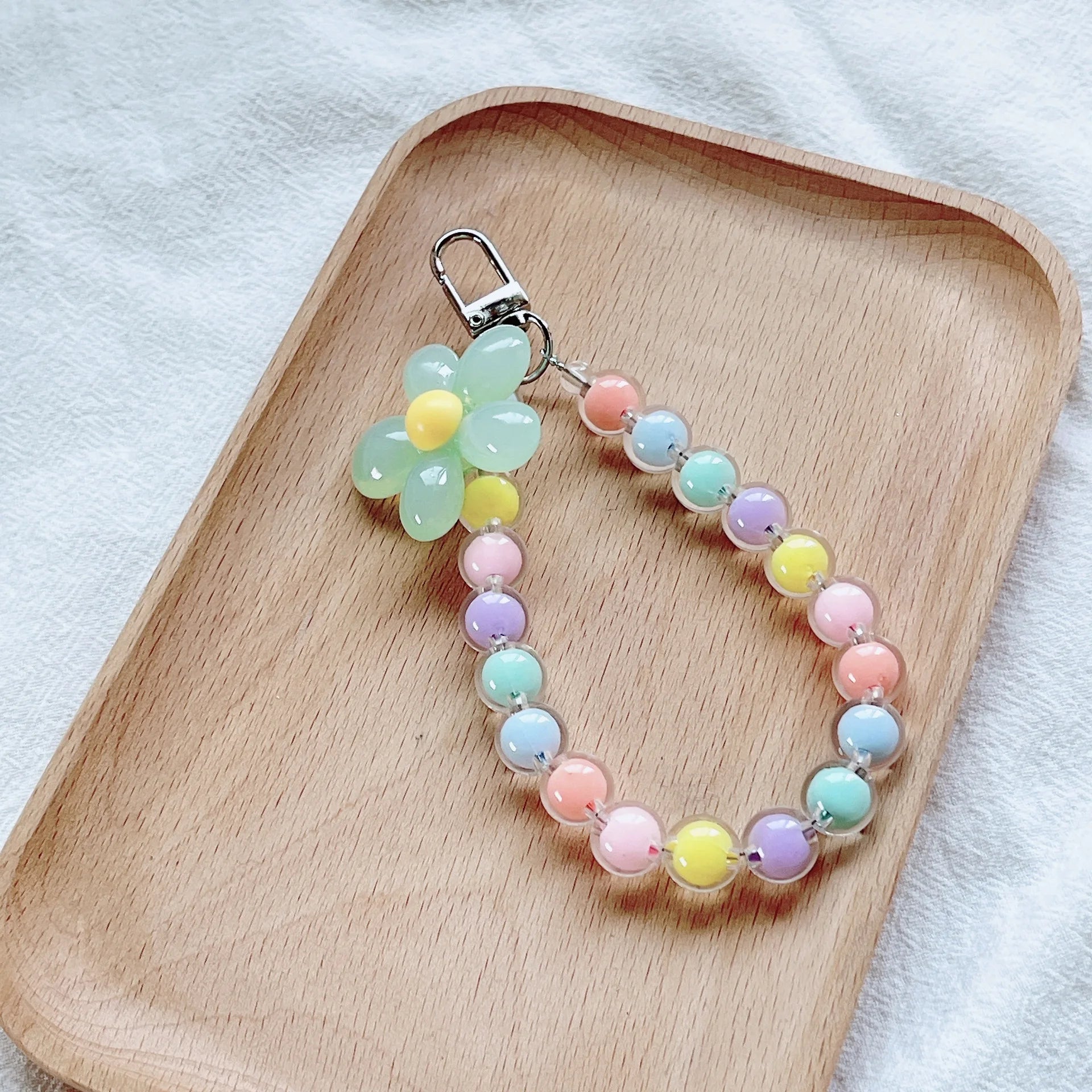 Colorful Flower Beads Anti-lost Lanyard Bracelet For Mobile Phone Case Wrist Strap Lanyard Phone Keychain Portable Wrist Pendant Zpaxo G