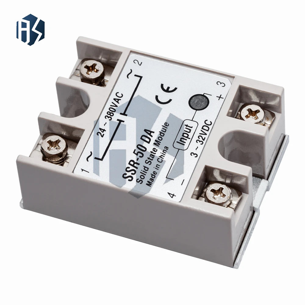 10A-50A SSR Solid State Relay Module, 10DA/25DA/40DA/50DA DC3~32V Input AC24~380V Output Zpaxo