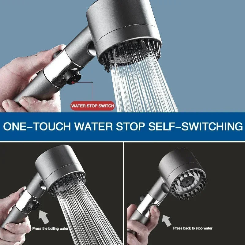 High Pressurized Filter Shower Head 3-mode Adjustable Spray With Massage Brush Rain Faucet Shower Set Bathroom Accessory Zpaxo