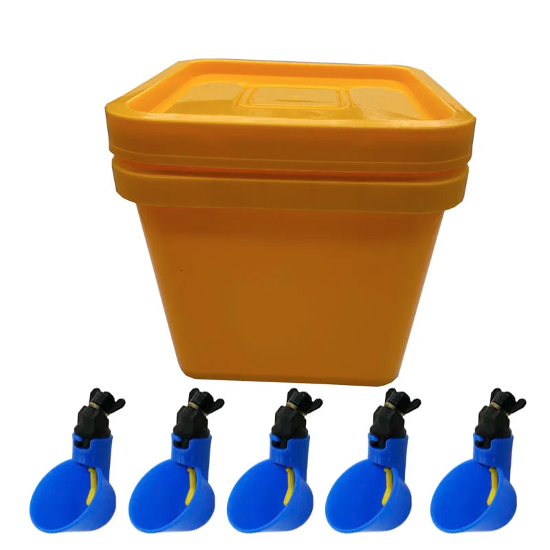 Quail Chicken Drinking Bucket Cup Portable Thickened Lid Square Pet Zpaxo white with blue