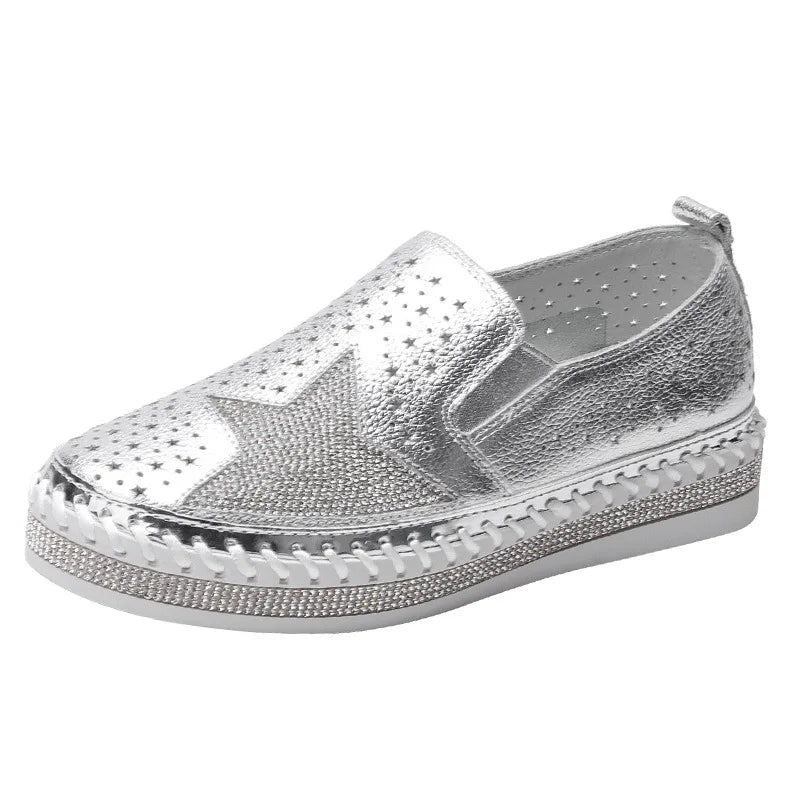 Winter Shoes women flat moccasins mixed colors bling crystal loafer slip-on embroider platform espadrilles new ladies shoes Zpaxo 11 37