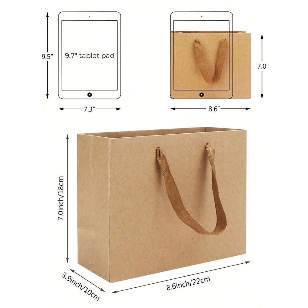 5/10Pcs Kraft Paper Gift Bags with Handles Shopping Bags for Wedding Birthday Christmas Party Favor Gift Packaging Zpaxo