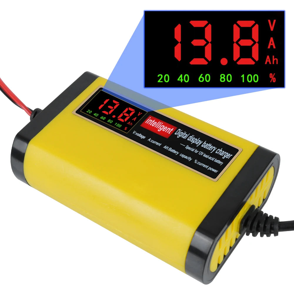 Full Automatic Car Battery Charger 3 Stages Lead Acid AGM GEL