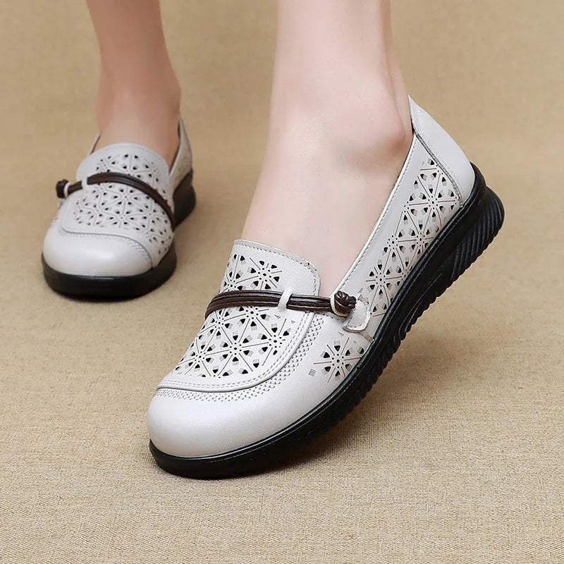 Elegant Women Mules Shoe Solid Leather Summer Slippers Outdoor Casual Zpaxo