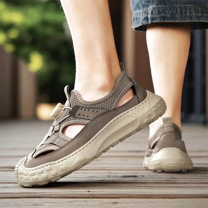 Summer Men Sandals Leather Mens Casual Shoes Outdoor Beach Roman