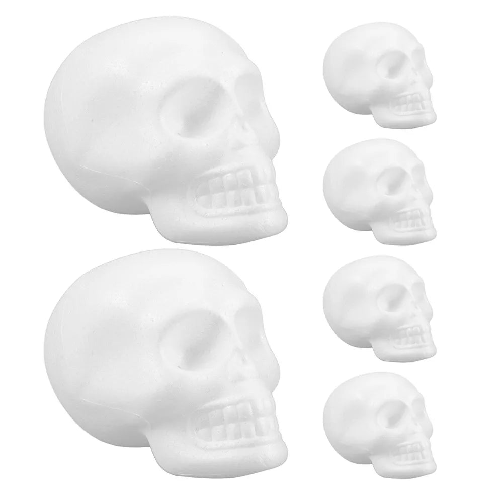 Foam Skull Heads White DIY Halloween Shapes Crafting Hanging Party