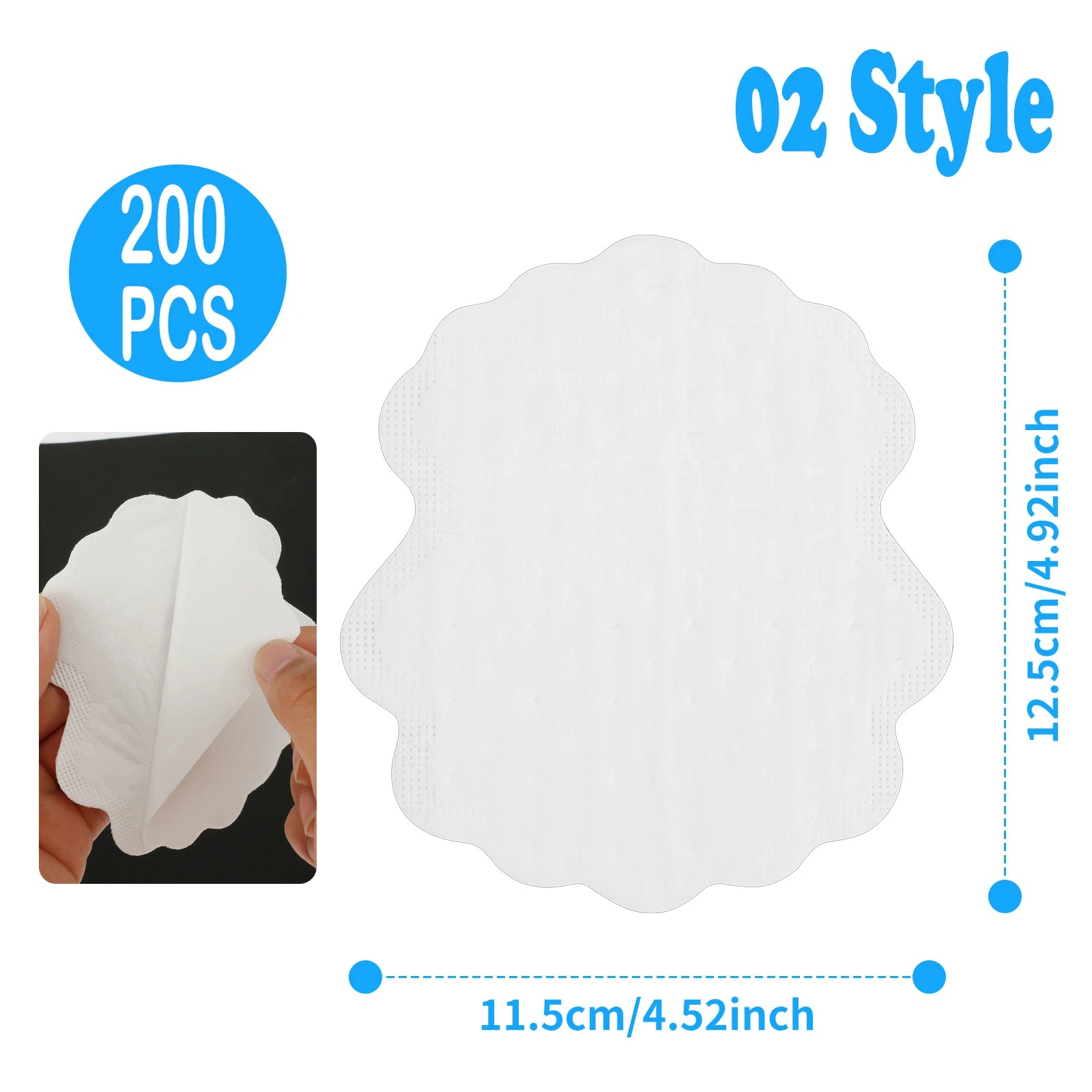 100- Underarm Sweat Pads Disposable Non-woven Breathable Ultra-thin Zpaxo 200PCS-02 White