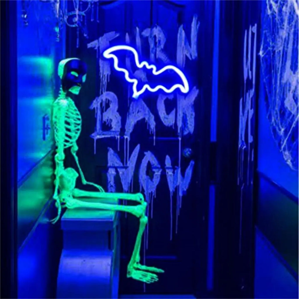 Halloween Decorative LED Bat Neon Lights Wall Decor Shaped Battery Zpaxo