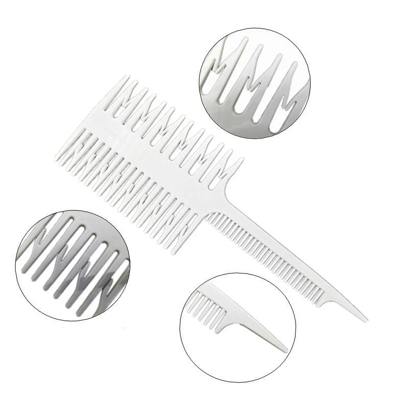 3 in1 Professional Hair Comb Hair Dyeing Highlight Brush Fish Wide Tooth Zone Comb Barber Hairdressing Salon Hair Styling Tool Zpaxo