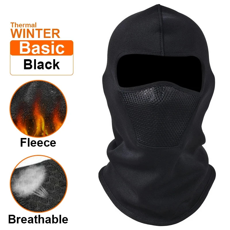 Thermal Winter Balaclava Cycling Full Face Mask Warm Outdoor Sports Motorcycle Ski Fishing Hunting Mask Fleece Scarf Cap Bandana Zpaxo basic black