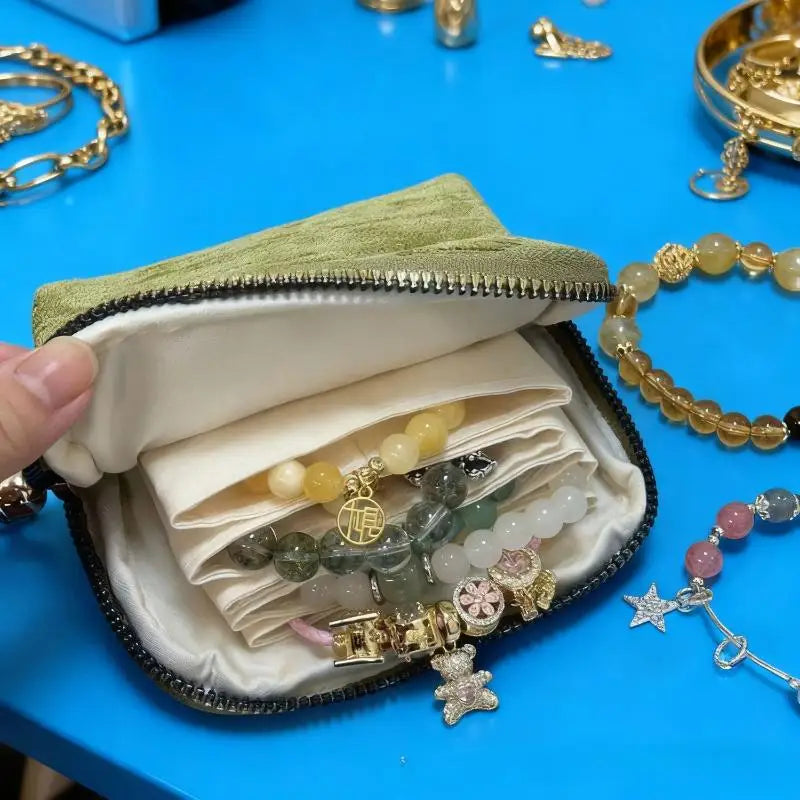 5-Layer Velvet Jewelry Organizer Pouch – Portable Travel Bag