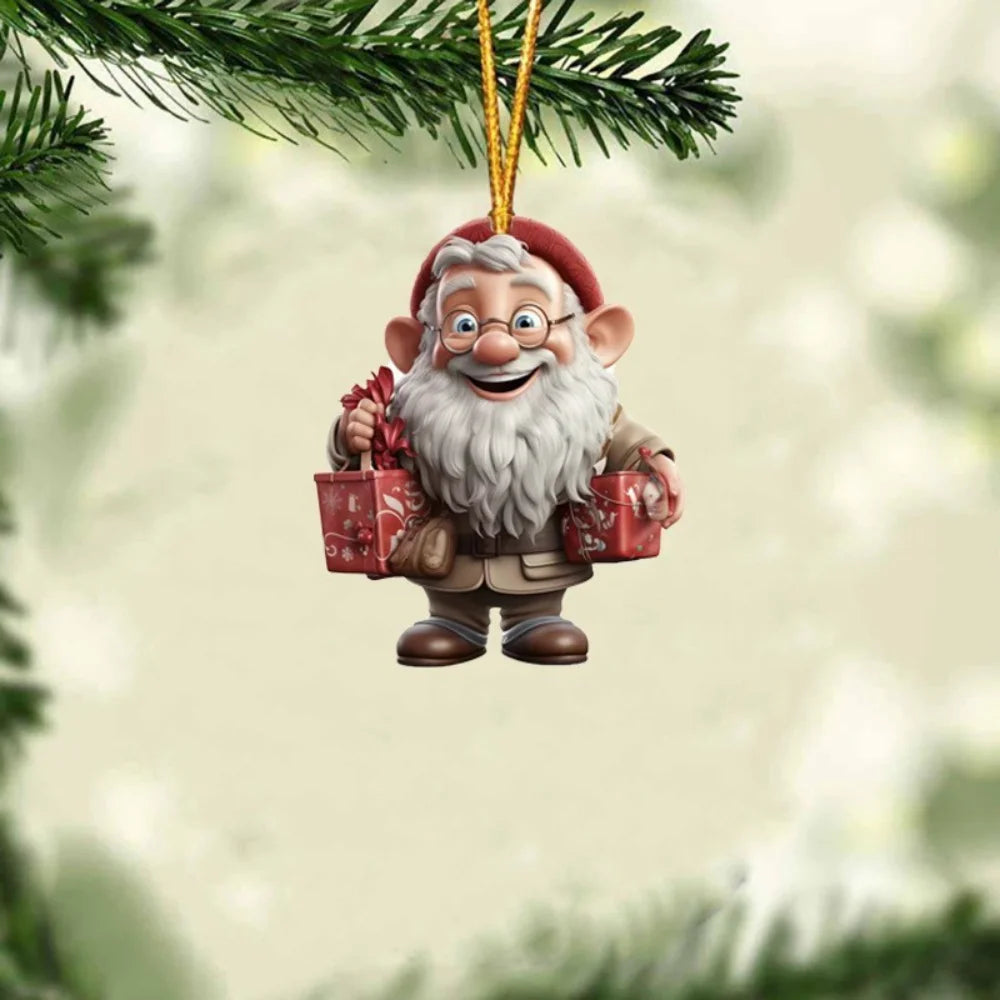 2D Santa Claus Acrylic Christmas Tree Hanging Ornament Christmas Ornament Zpaxo