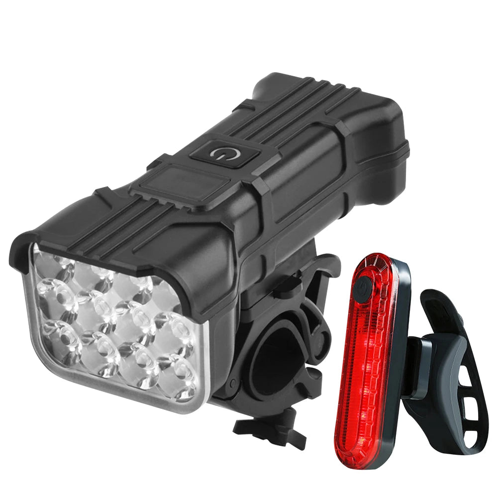 Bike Front and Rear Lights Bike Safety Light Set 360 Degree Rotating Super Bright Bike Light with Honk 1200Mah for Night Riding Zpaxo as show