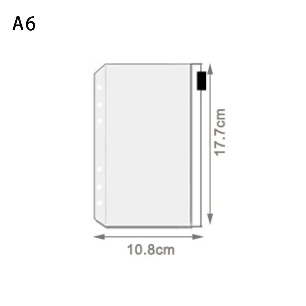 A6 Transparent Loose Leaf Binder Notebook Cover Zipper Bag Note Book