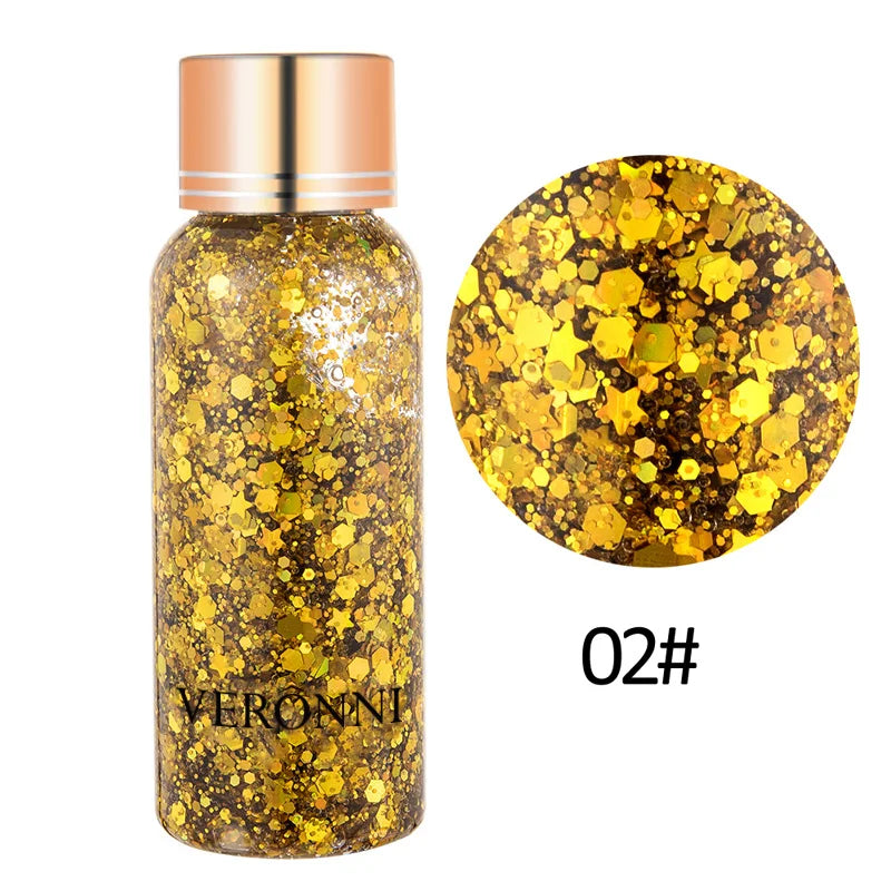 Body Sparkling Sequins Glitter Gel Eyeshadow,Stage Glitter Eyeshadow Highgloss Face Brighten Stage Makeup For Music festival Zpaxo 02